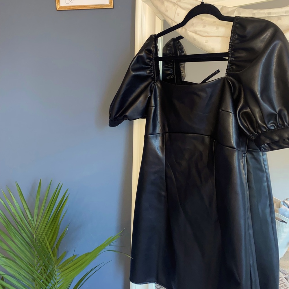 Black Faux Leather Dress: H&M